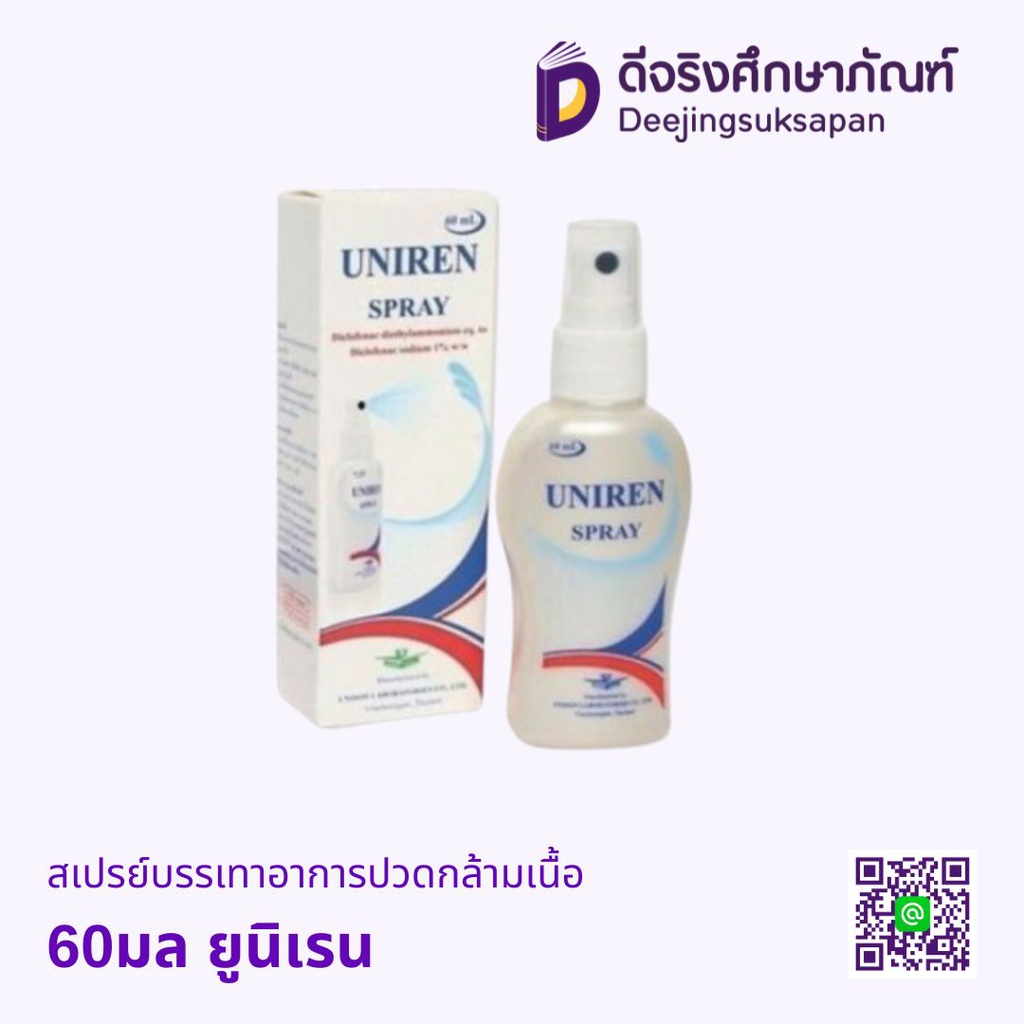 สเปรย์แก้ปวด คลายกล้ามเนื้อ 60มล ยูนิเรน