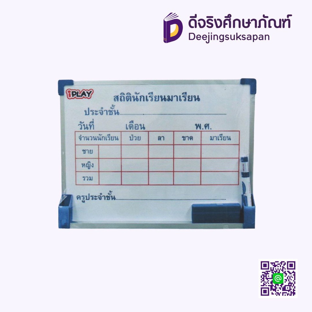 กระดานไวท์บอร์ดสถิติ 30x40 ซม. I PLAY