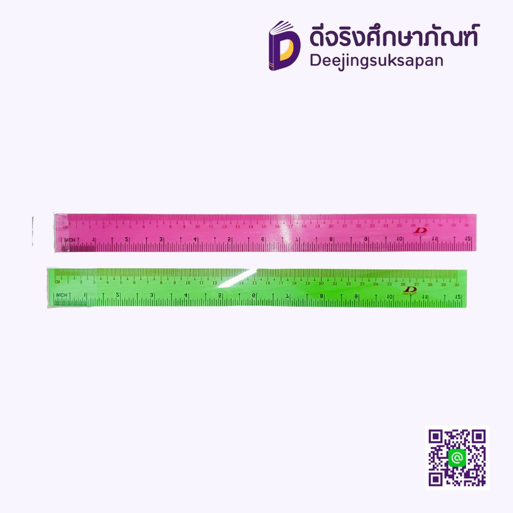 ไม้บรรทัดพลาสติกใส คละสี 12 นิ้ว DOMON