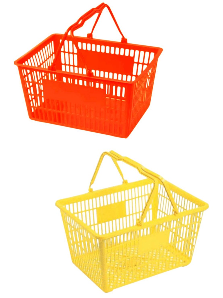 ตะกร้าพลาสติกสี่เหลียม หูหิ้ว
