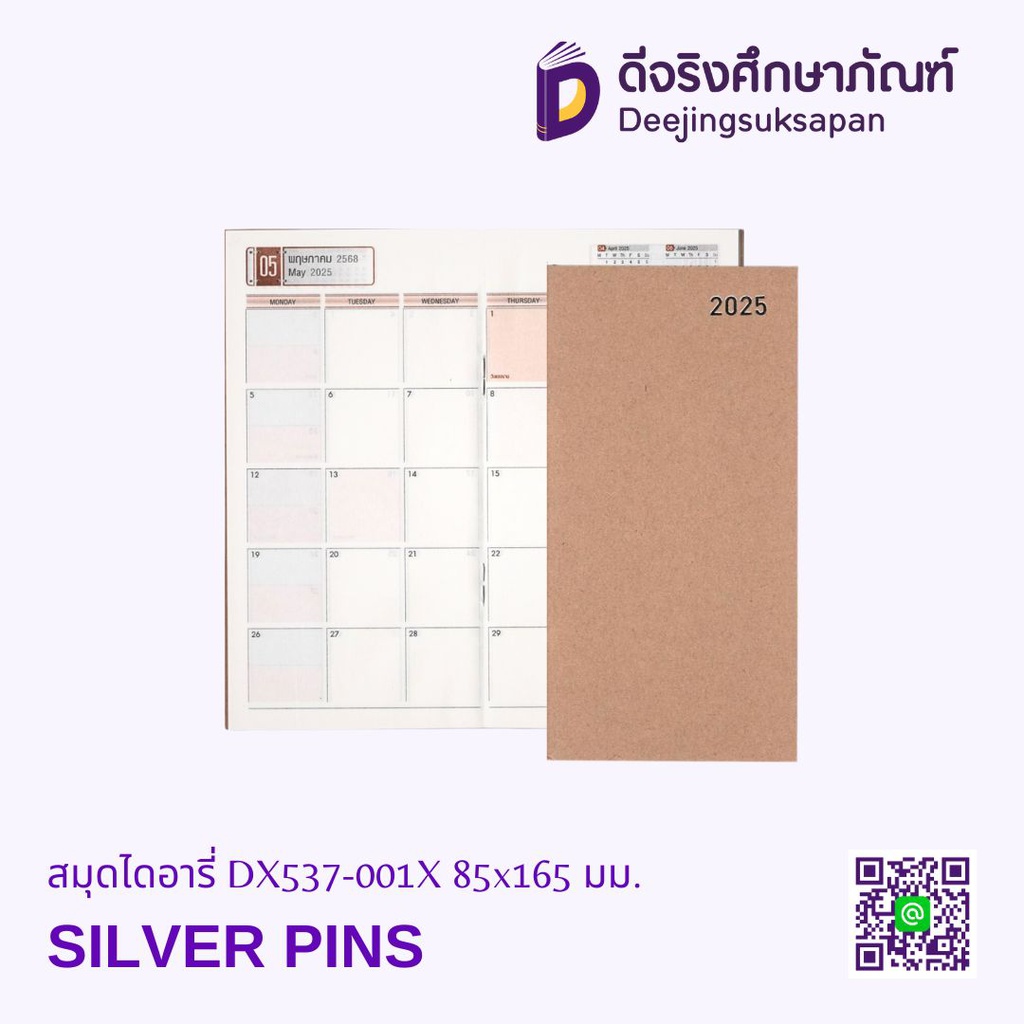 สมุดไดอารี่ DX537-001X 85x165 มม. SILVER PINS